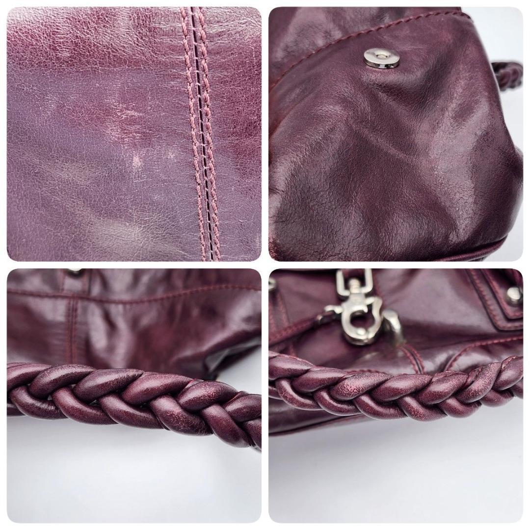 フランチェスコビアジア ショルダーバッグ 編み込みハンドル レザー レッド