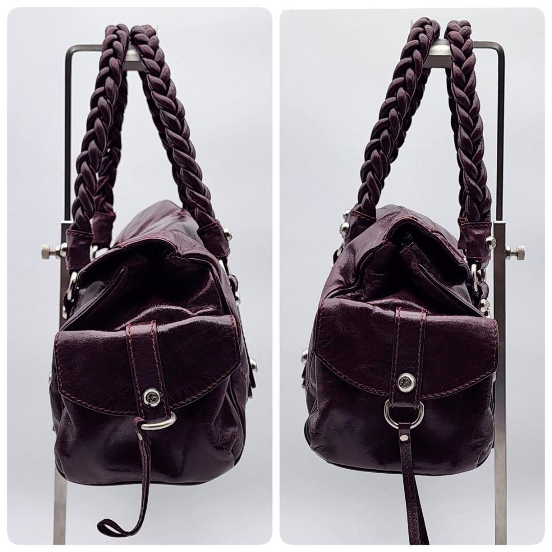 フランチェスコビアジア ショルダーバッグ 編み込みハンドル レザー レッド