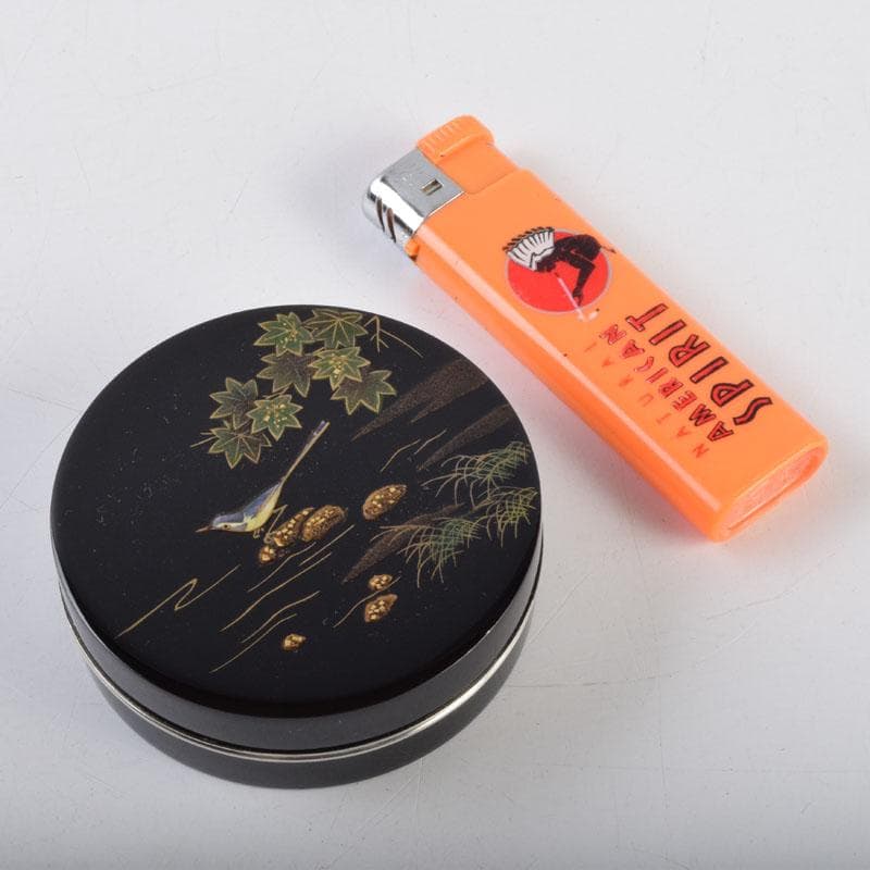 茶道具　輪島塗　蒔絵師　蓑輪一星作　青楓に鶺鴒蒔絵　香合　共箱　V　8963