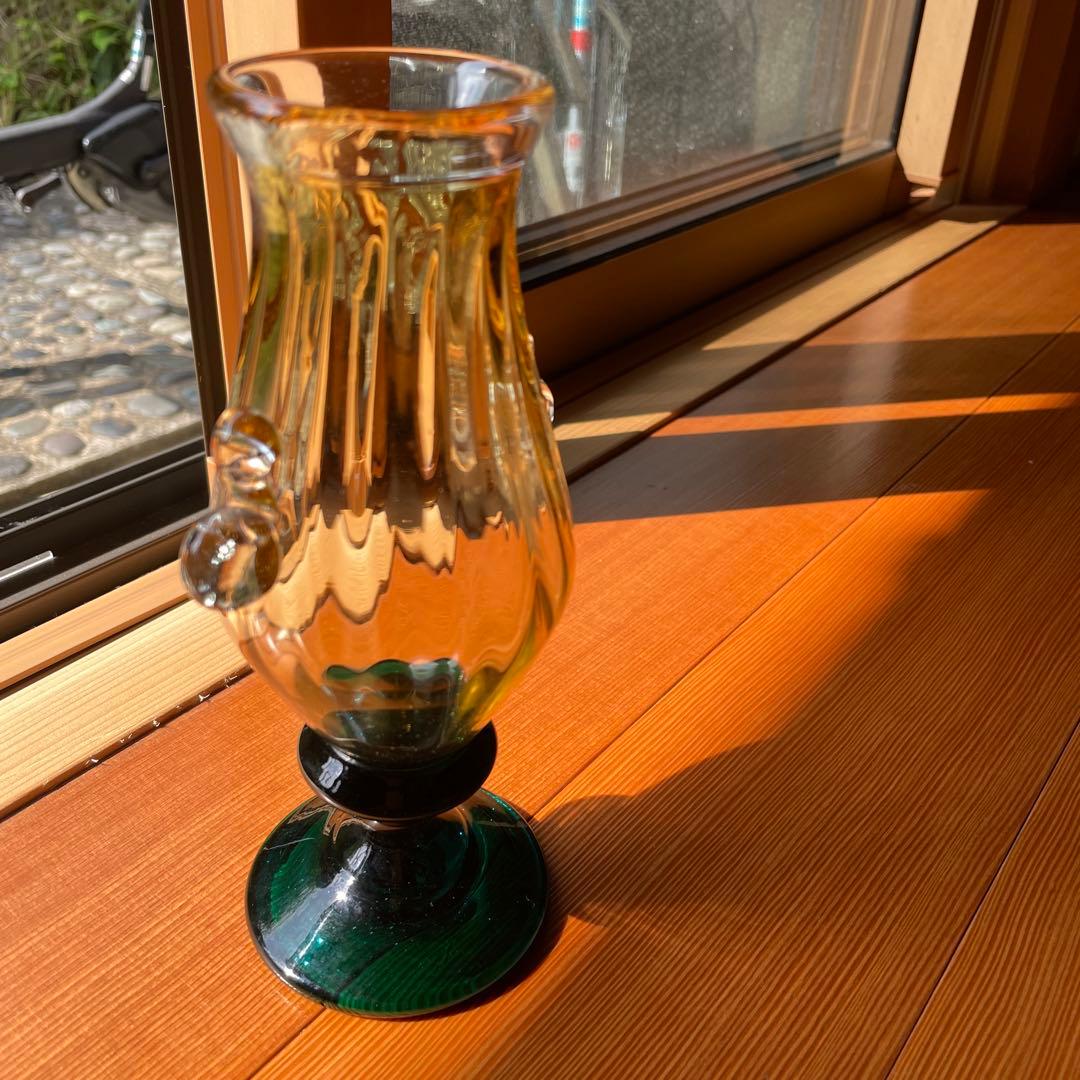 村松学　双耳花瓶　カンナカガラス　舩木倭帆