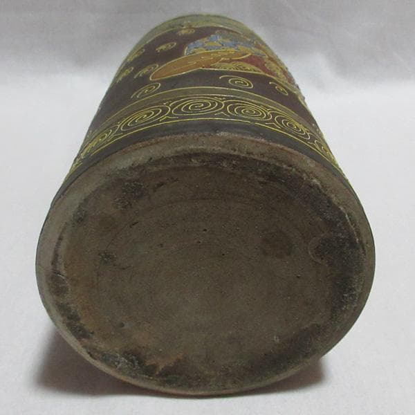 古い薩摩焼いっちん描きイッチン技法陶器陶磁器徳利とっくり明治大正骨董アンティーク