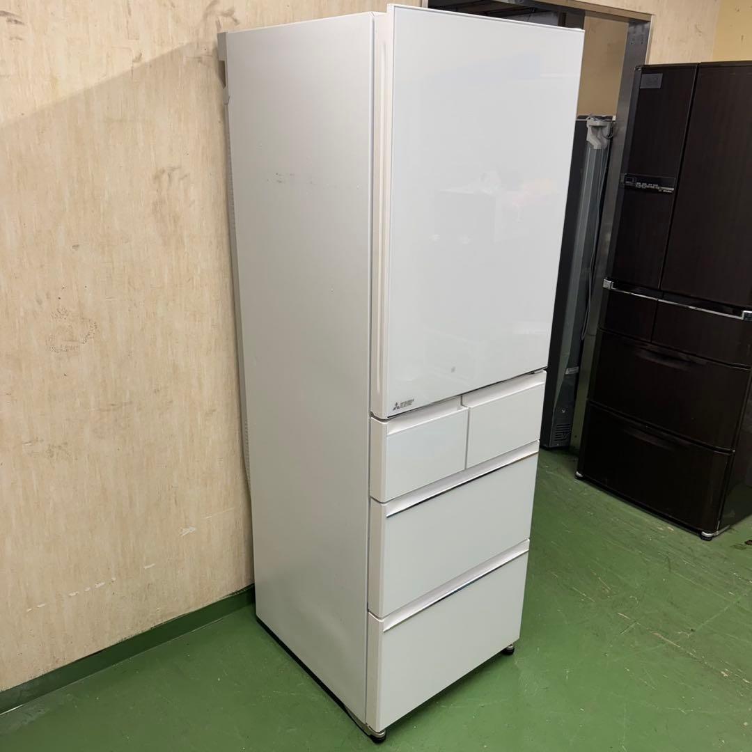 92三菱大型冷蔵庫　455L 400L強　小型　家庭用　5ドア　自動製氷　右開き