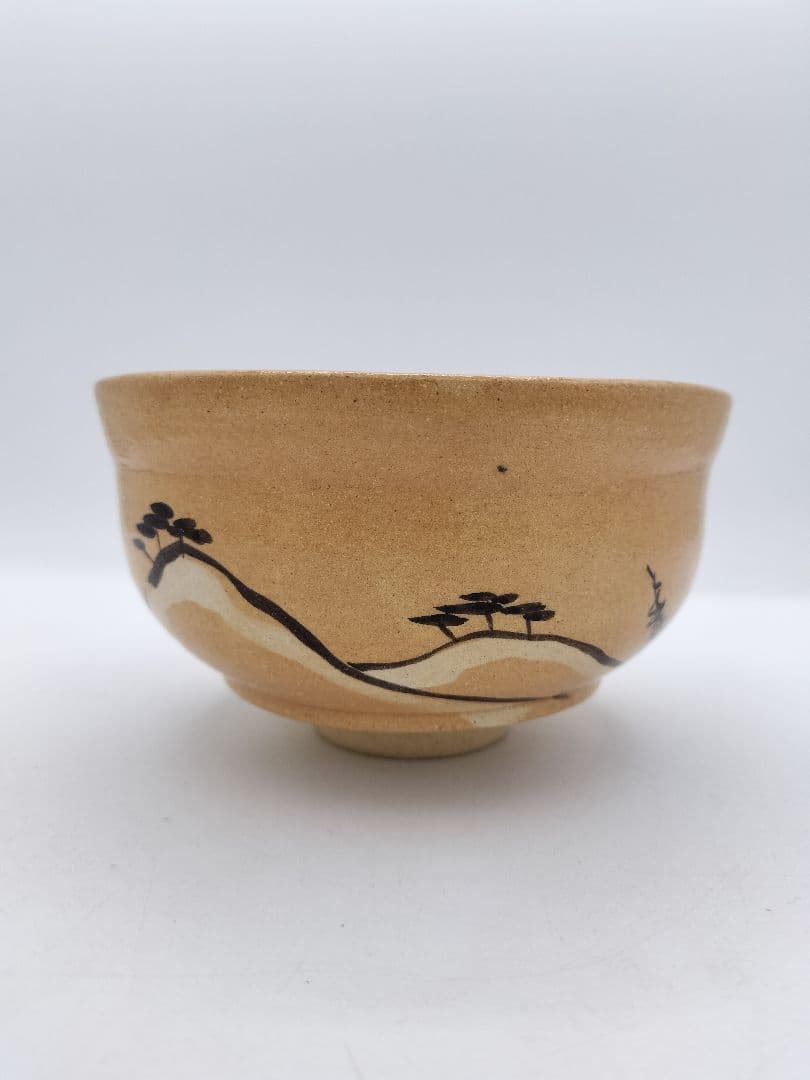 c443 茶碗 赤織部 人物唐花 佐藤和子 木箱 茶道具 古物