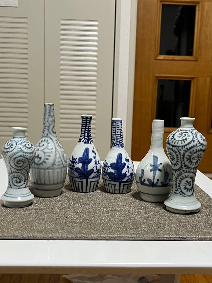 古伊万里 染付  鑑賞陶器　江戸中期　古伊万里染付蛸唐草鶴首瓶