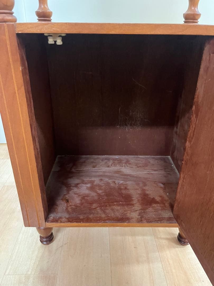 【昭和レトロ】 木製コンソールテーブル コールキャビネット 電話台 花台