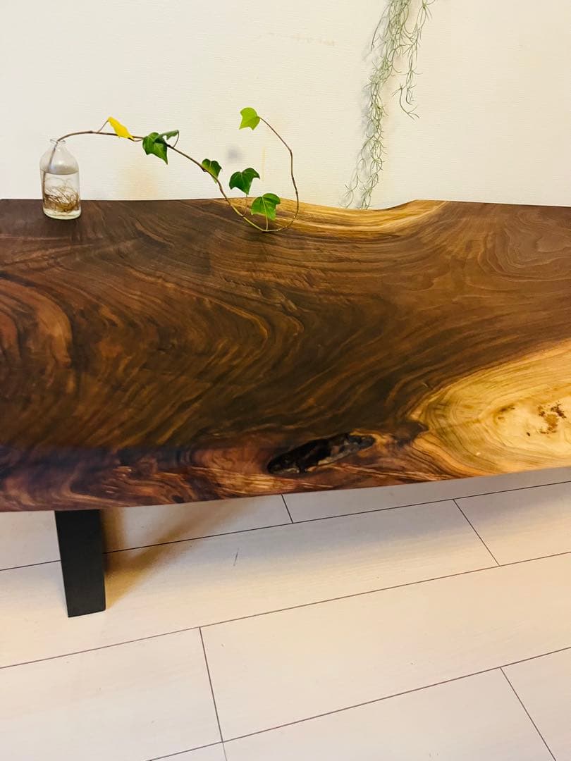 ブラックウォールナット　一枚板テーブル　ローテーブル