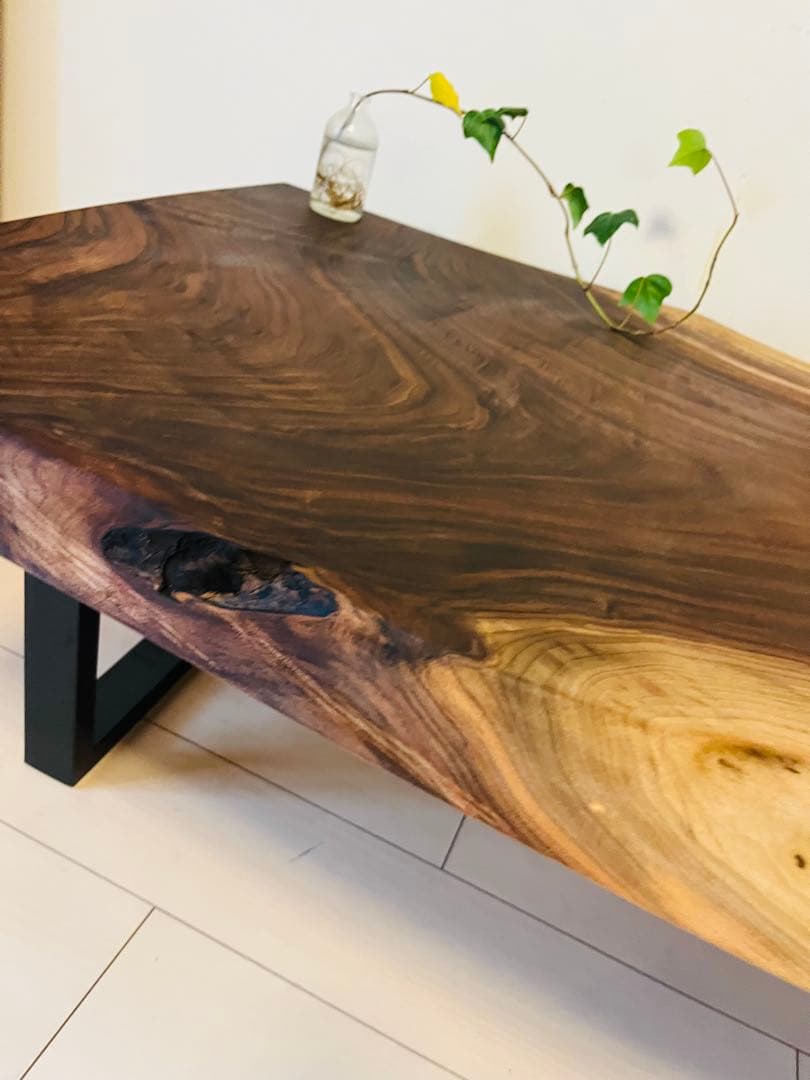 ブラックウォールナット　一枚板テーブル　ローテーブル