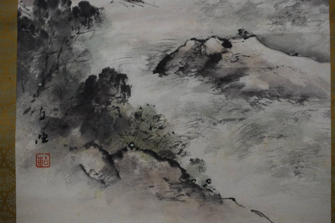 【真作】佐藤古岫/山家間日図/山家人物図/掛軸☆宝船☆Y-209　JM