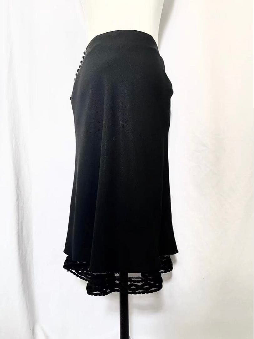 Christian Diorブラック フレアスカート レース裾
