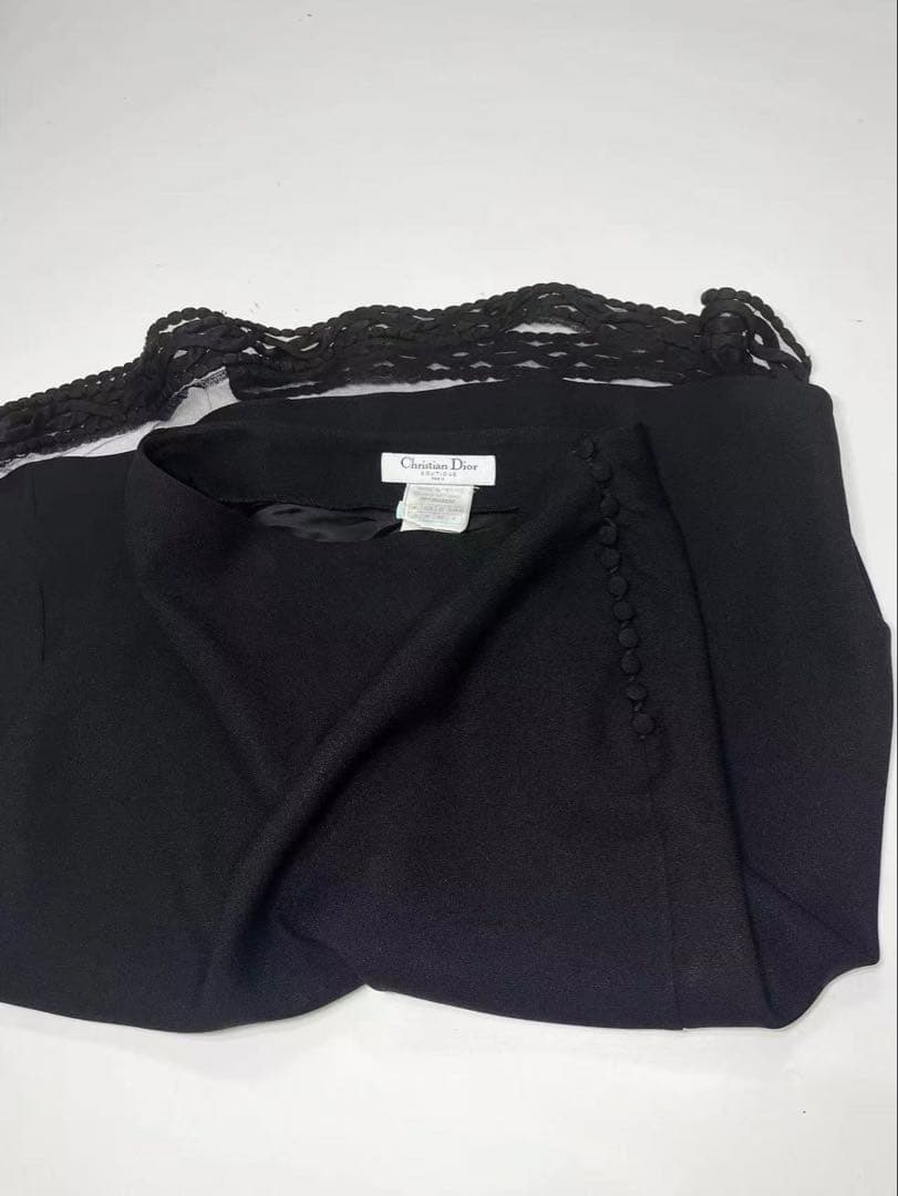 Christian Diorブラック フレアスカート レース裾