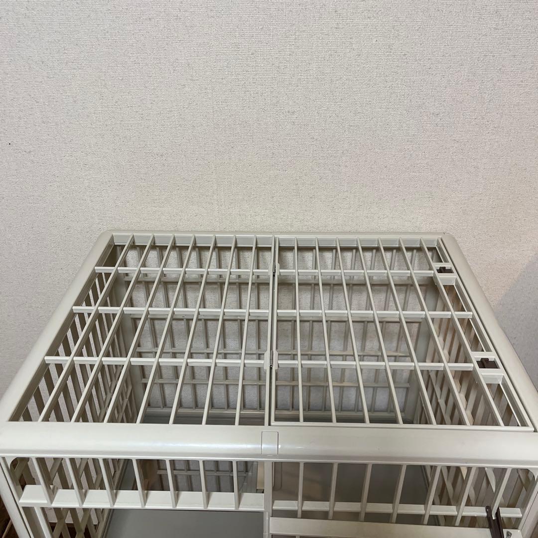 キャスター、天ドア付きキャットケージ２段●プラスチック、樹脂製●匿名配送込み