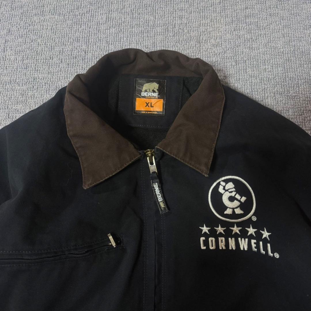 BERNE 古着 デトロイトジャケット XL バック刺繍 ブラック アメカジ