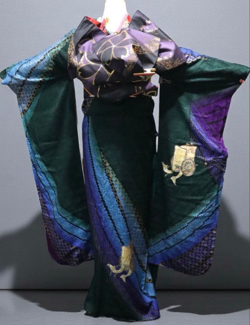 振袖フルセット✨振袖、帯、帯揚げ、帯締め、重ね襟とリボンの７点セット✨