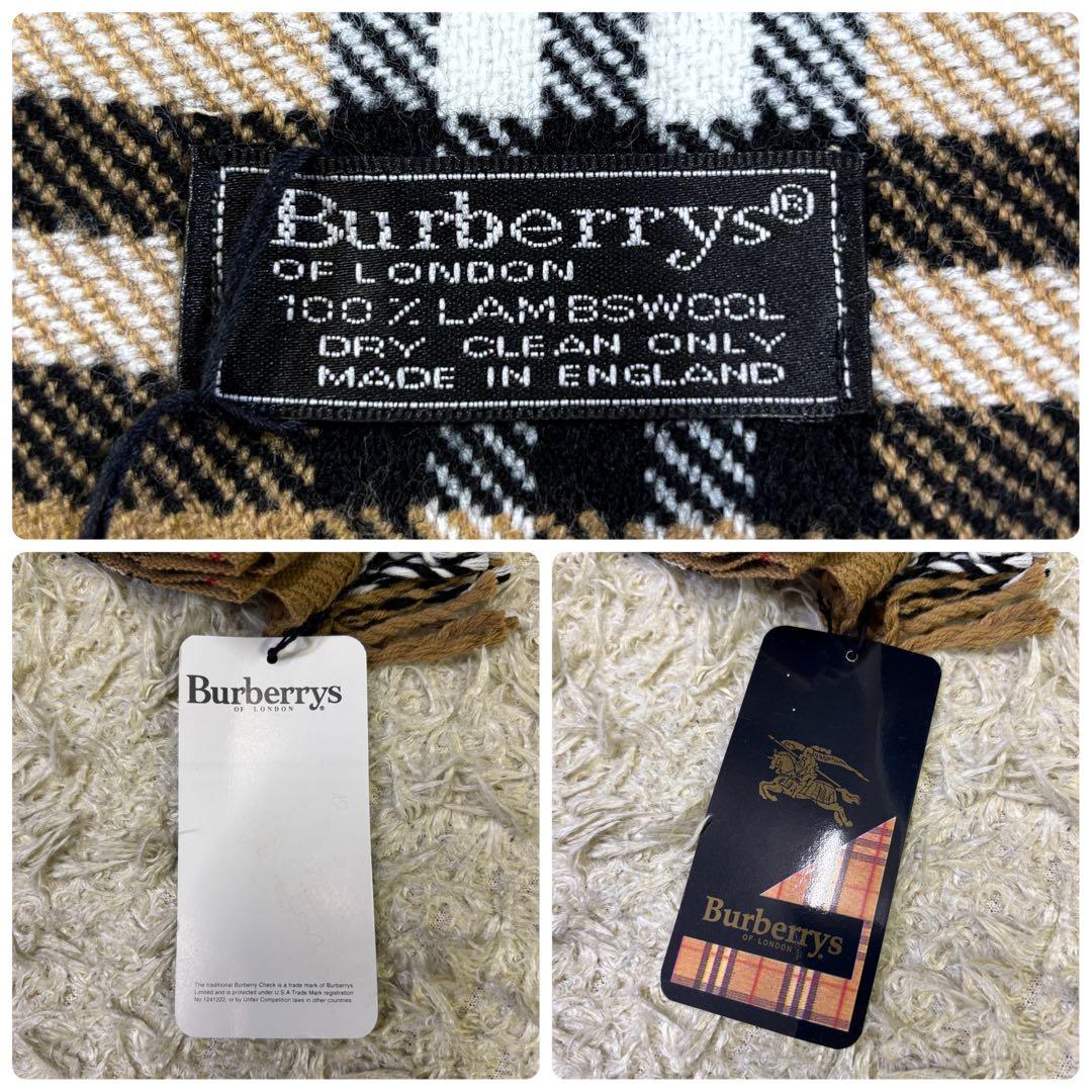 タグ付き新品　バーバリーズ　イギリス製　チェック柄　ウール　ロングマフラー