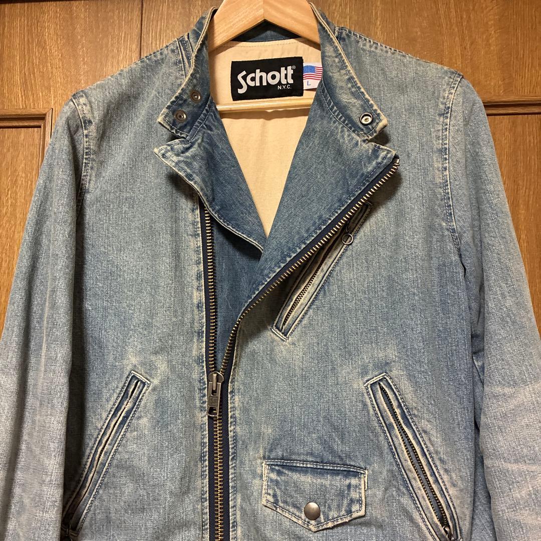 Schott デニム ライダースジャケット　サイズL