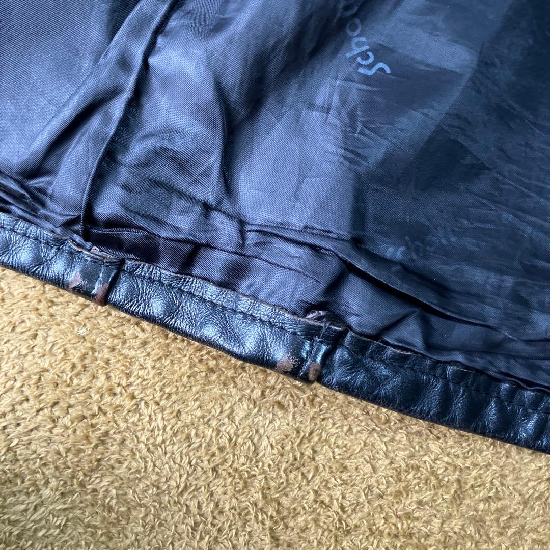 schott サイズ36茶芯 ブラックレザーシングルライダースジャケット