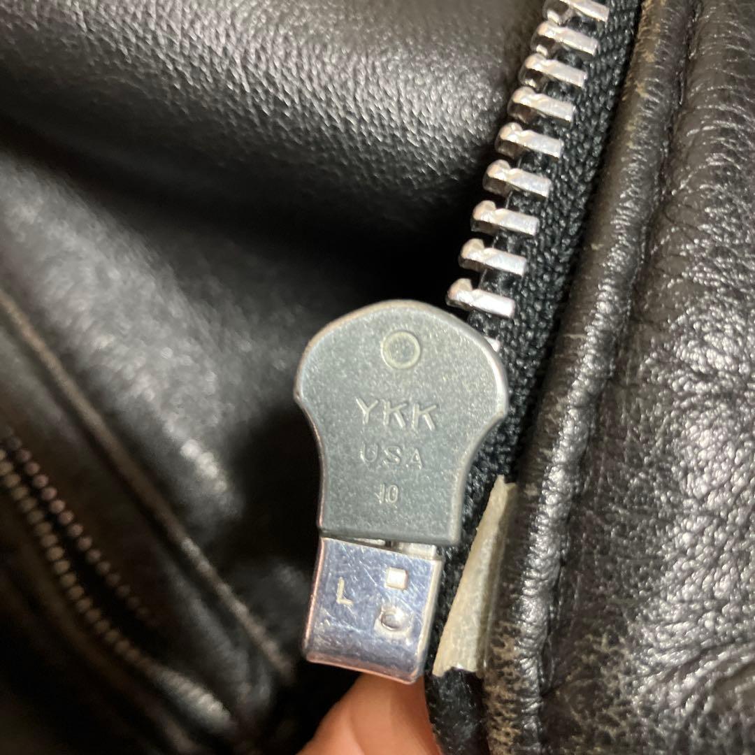 schott サイズ36茶芯 ブラックレザーシングルライダースジャケット