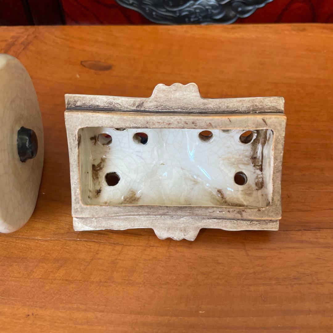 【最終価格】香炉　巻物型香　骨董　 アンティーク　色絵金彩　鳳凰　インテリア