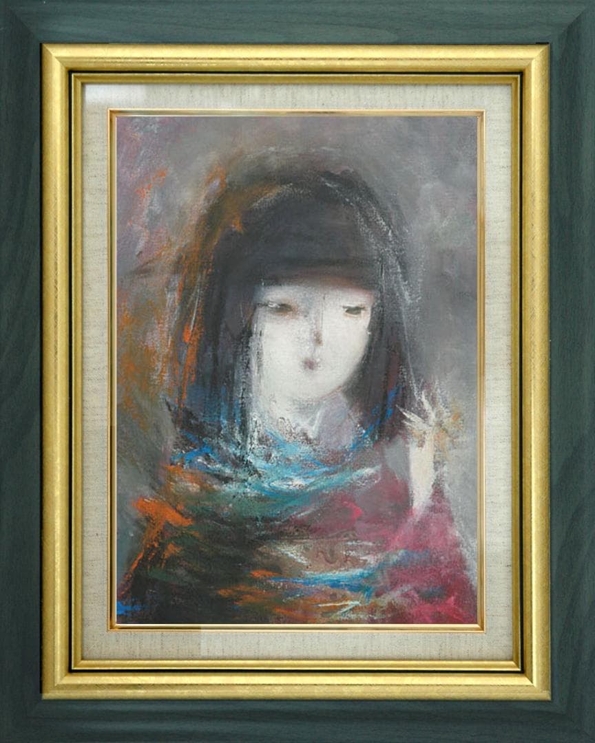 油絵 絵 絵画 インテリア 額付(白) F6-050513 人物 女性像