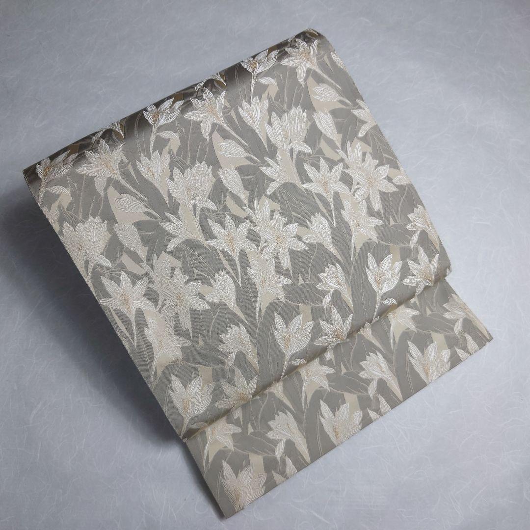 正絹 袋帯 六通柄 白花図案 極上 逸品 おすすめ品