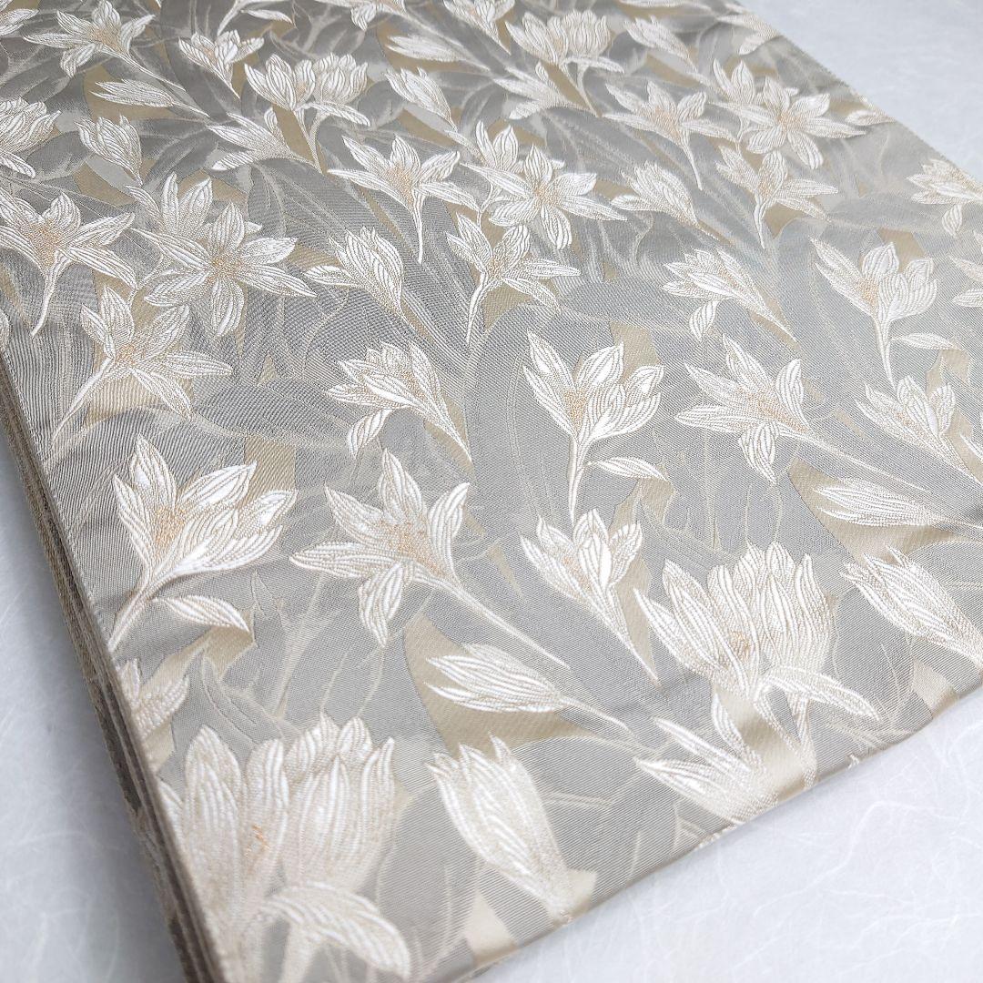 正絹 袋帯 六通柄 白花図案 極上 逸品 おすすめ品