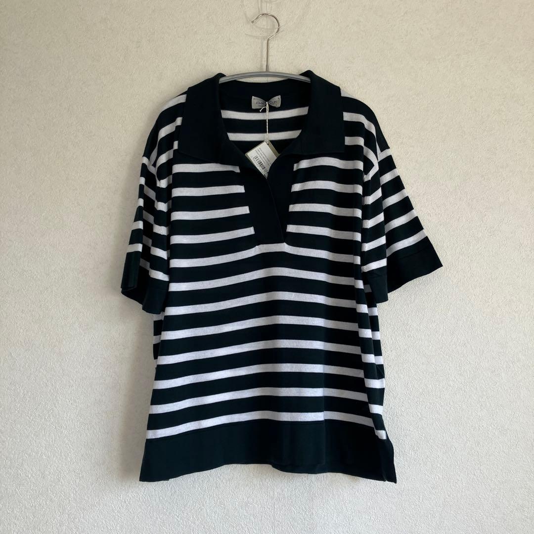 新品　john smedley SOLAオーバーサイズボーダー ニットポロ