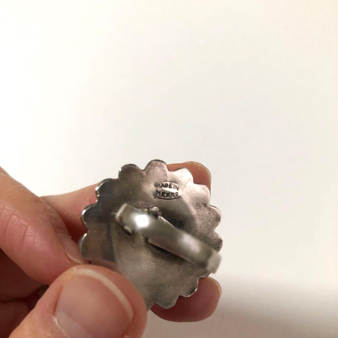 ヴィンテージ メキシコシルバー　フラワー　太陽　シルバー　リング　大ぶり