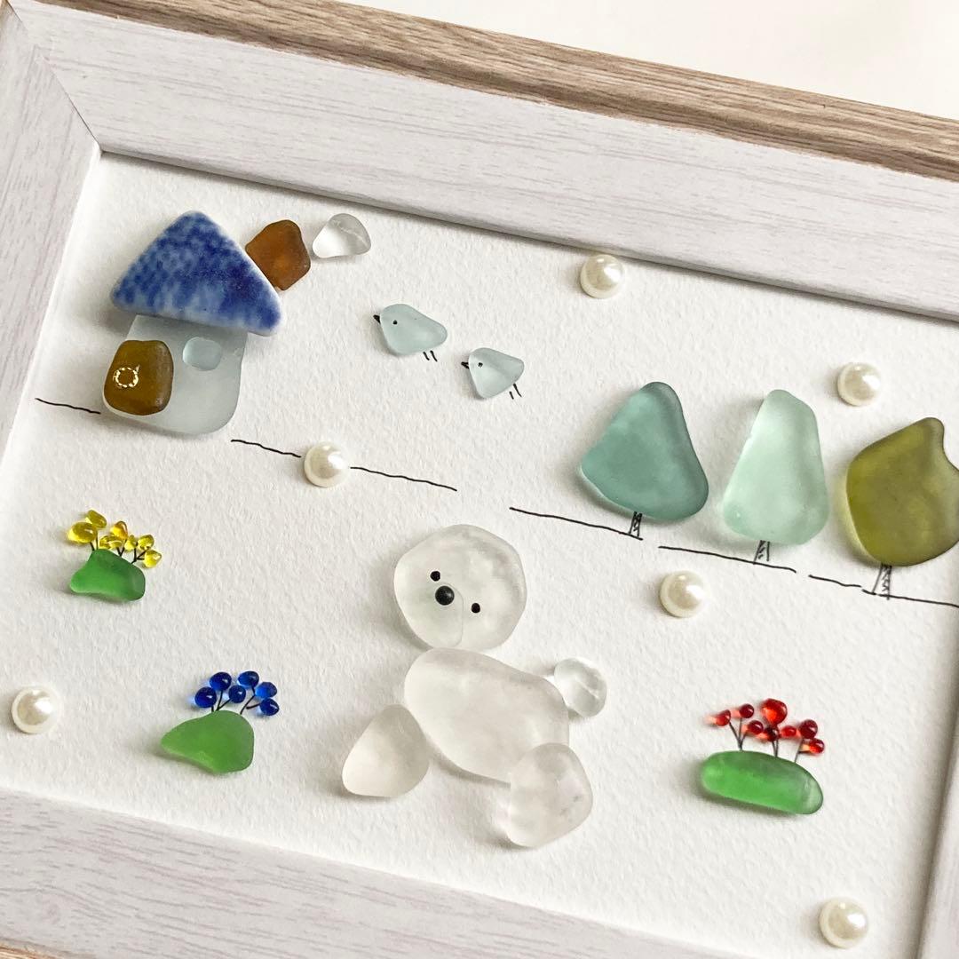 ビションフリーゼのお散歩　うちの子シーグラスアート