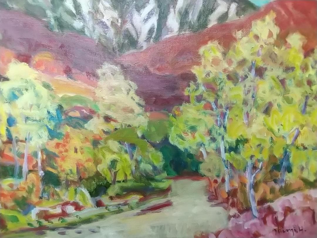 絵画「摩周岳」1976 F15 油彩画 油絵