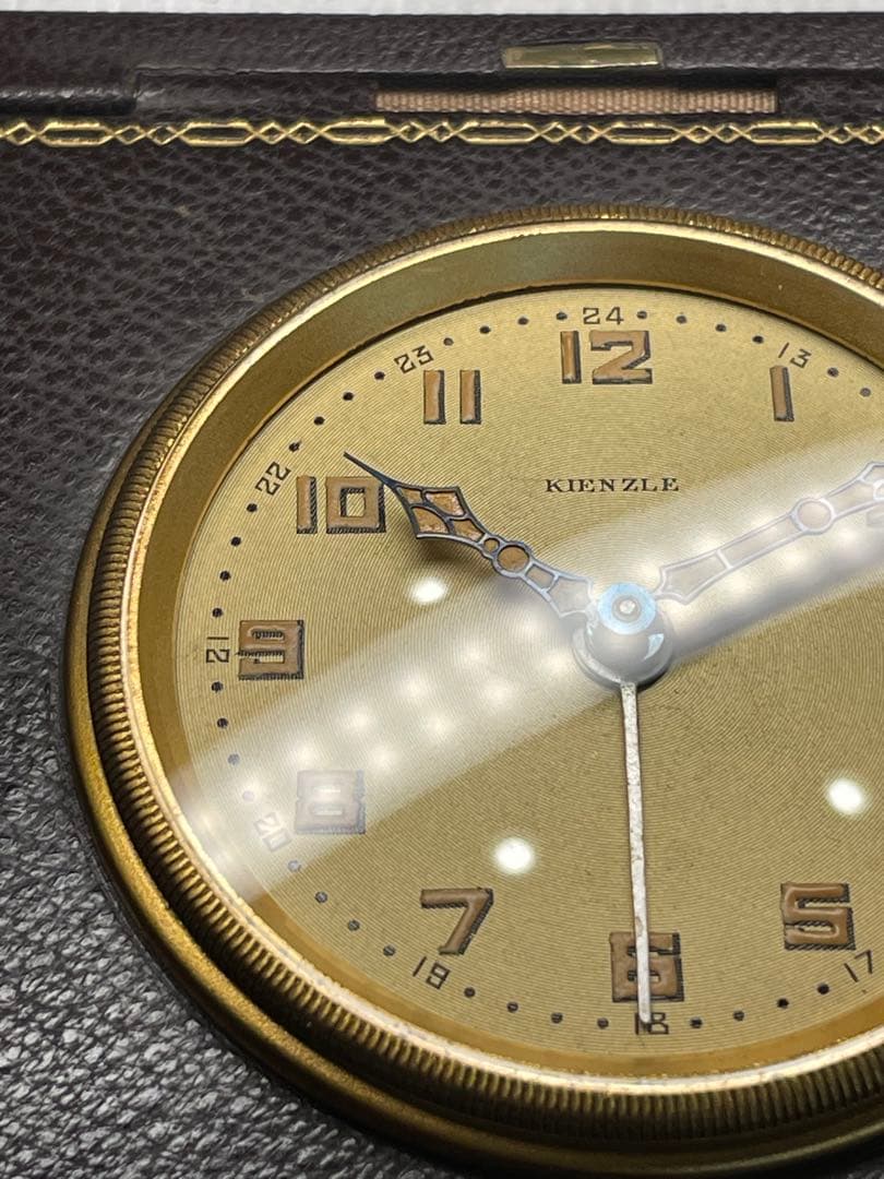 ドイツ　KIENZLE 本革仕様の真鍮ガラス目覚し時計　時計/目覚し　正確稼働