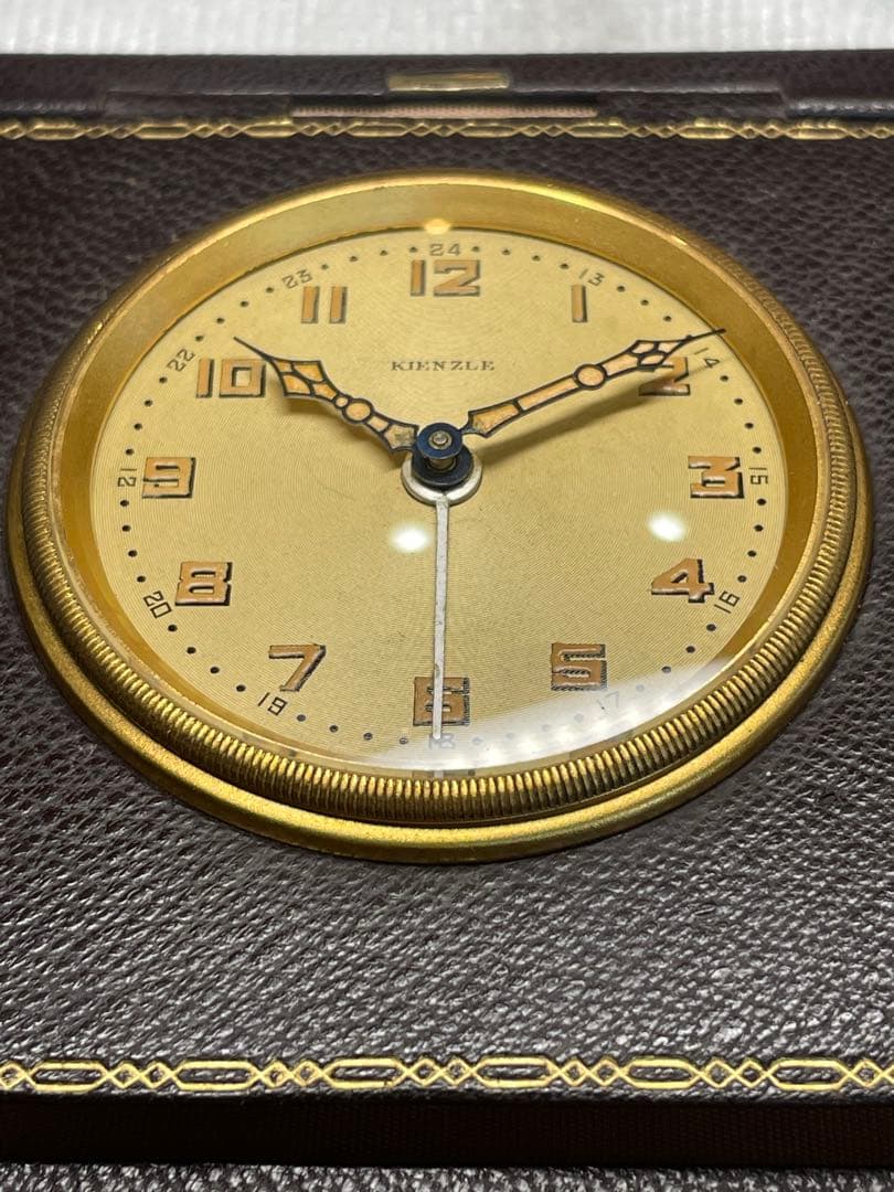ドイツ　KIENZLE 本革仕様の真鍮ガラス目覚し時計　時計/目覚し　正確稼働