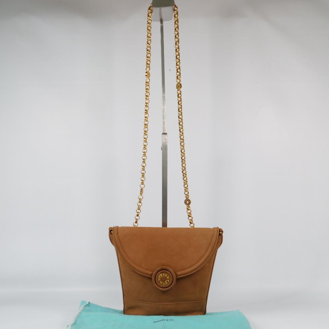 美品✨ティファニー チェーン ショルダーバッグ スエード サークルロゴ