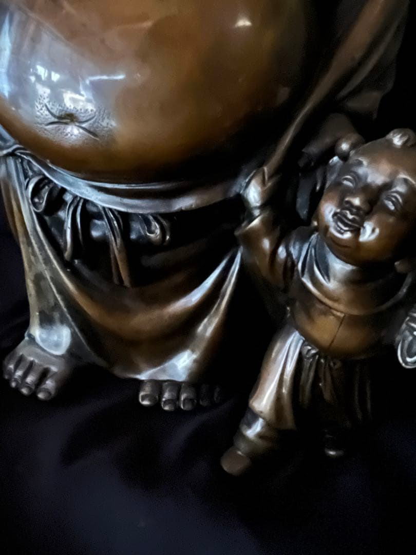 七福神 布袋様　春宗作 銅唐子布袋立像 銅布袋尊像　置物　ブロンズ14kg