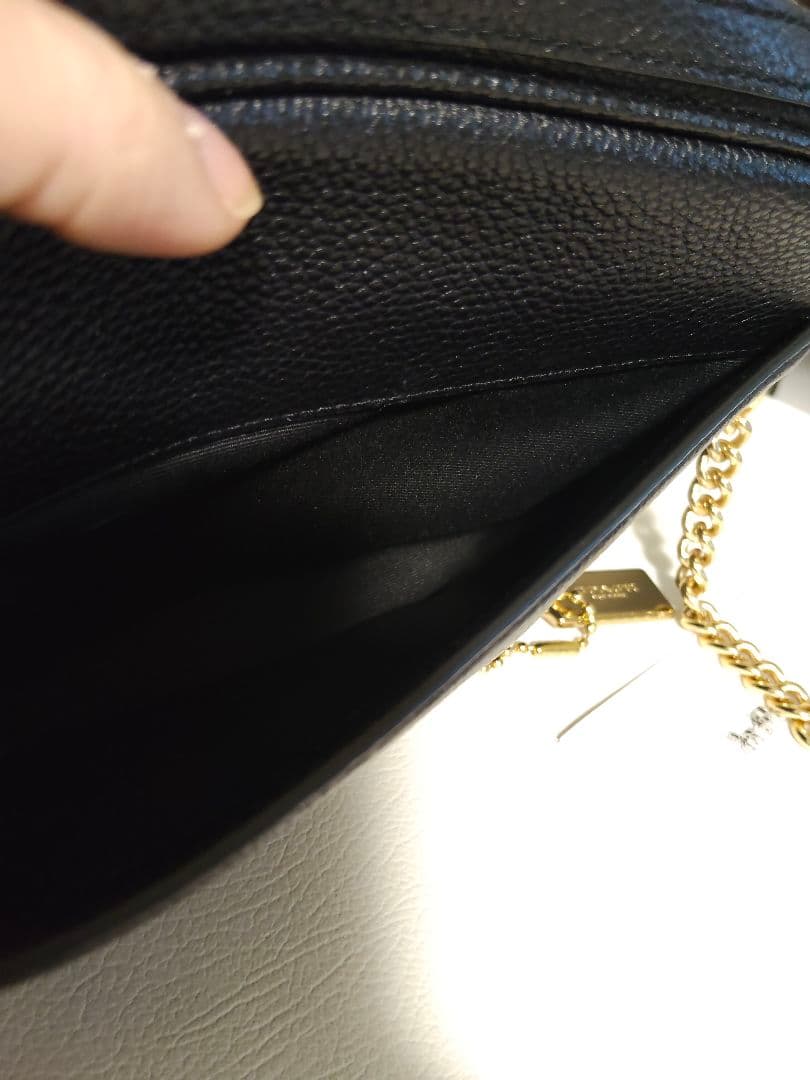 COACH ブラック　レザー　ショルダー　バッグ　黒　ロゴ　チェーン　コーチ