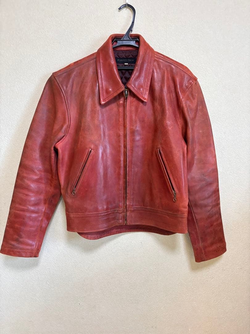 ハロルズギア　ライダースジャケット 赤　ホースレザー　馬革　定価10万円
