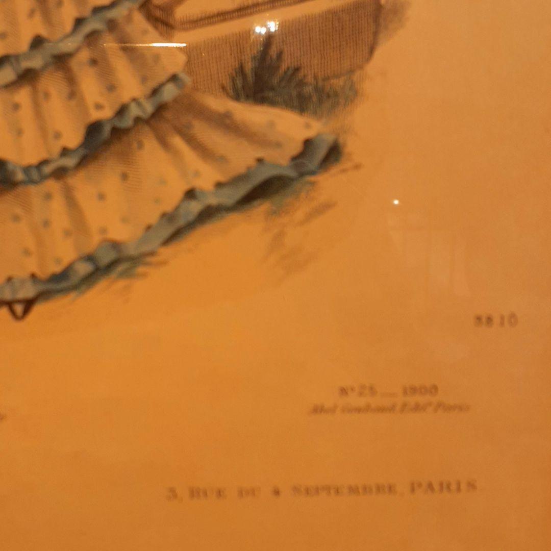 貴重　1900年作品　絵画　『100年前のフランス貴婦人』　手彩色　アンティーク