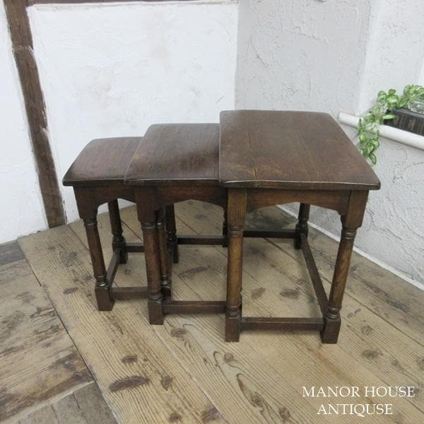 イギリス アンティーク 家具 ネストテーブル サイドテーブル 3台組 6165d