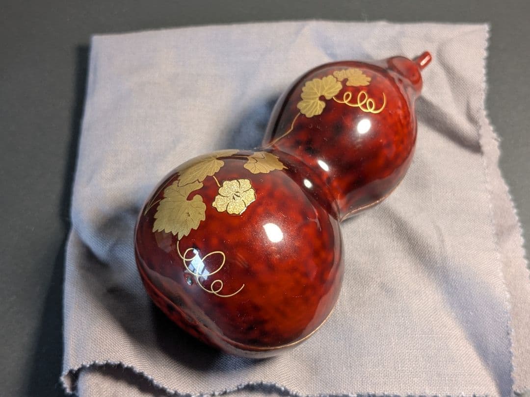 溜塗夕顔蒔絵瓢箪香合　西村宗幸　山中塗