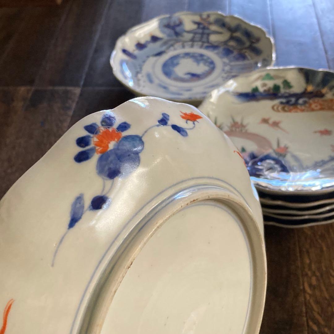 伊万里 皿 染付 金彩 色絵 6枚 染付金彩2枚