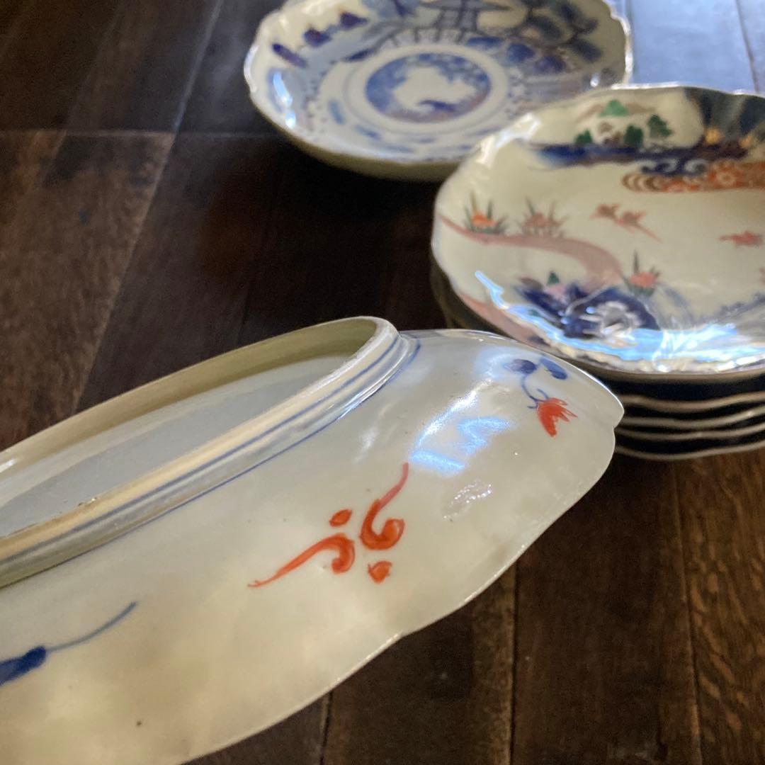伊万里 皿 染付 金彩 色絵 6枚 染付金彩2枚