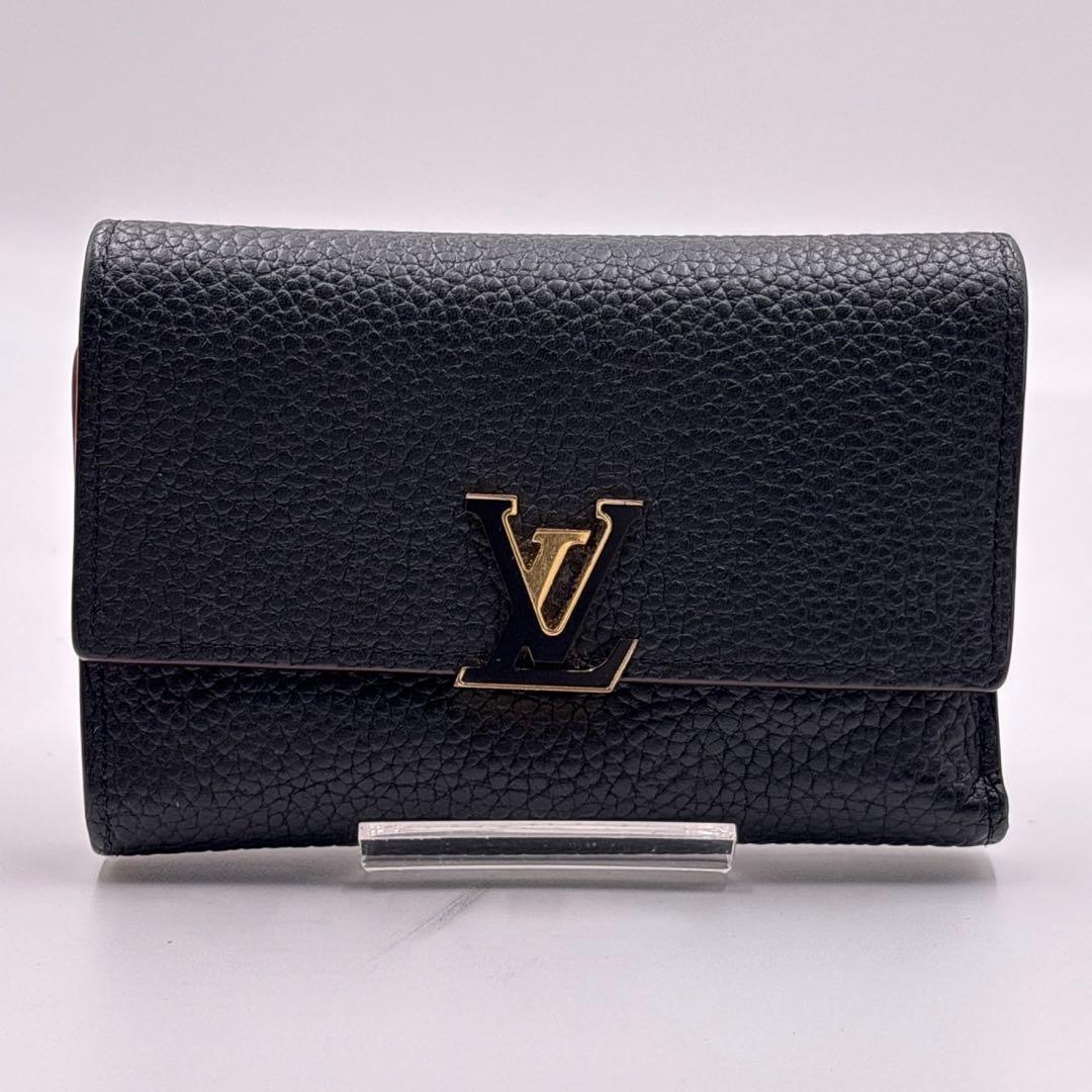 極美品 ルイヴィトン ポルトフォイユカプシーヌ 三つ折り ブラック M62157