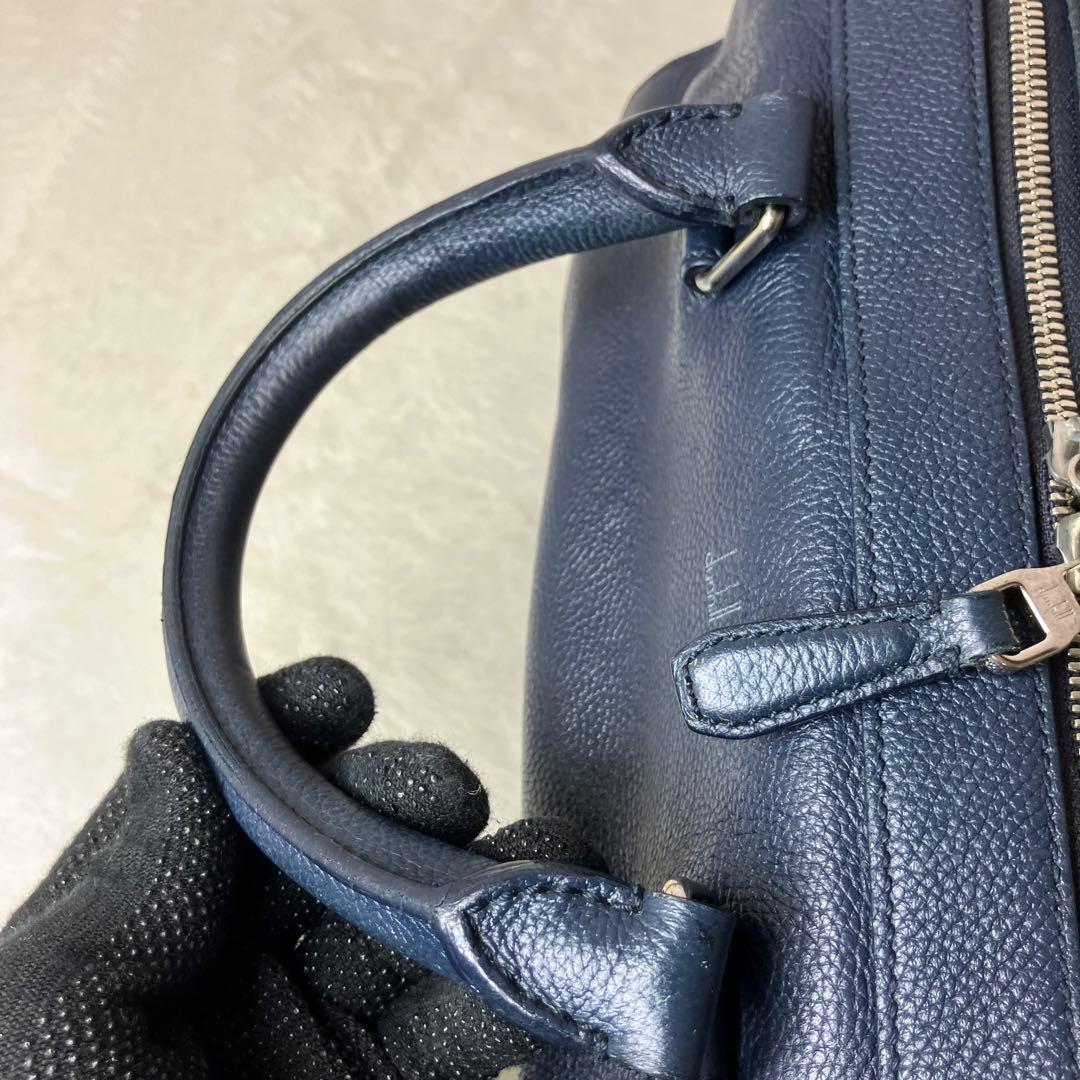 ダンヒル✨ベルグレイヴ グレインカーフレザー A4 ビジネスバッグ ネイビー