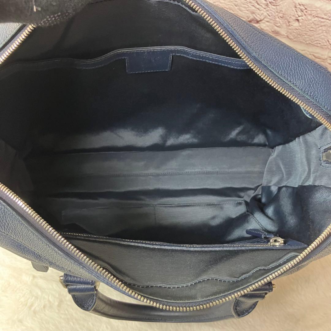 ダンヒル✨ベルグレイヴ グレインカーフレザー A4 ビジネスバッグ ネイビー