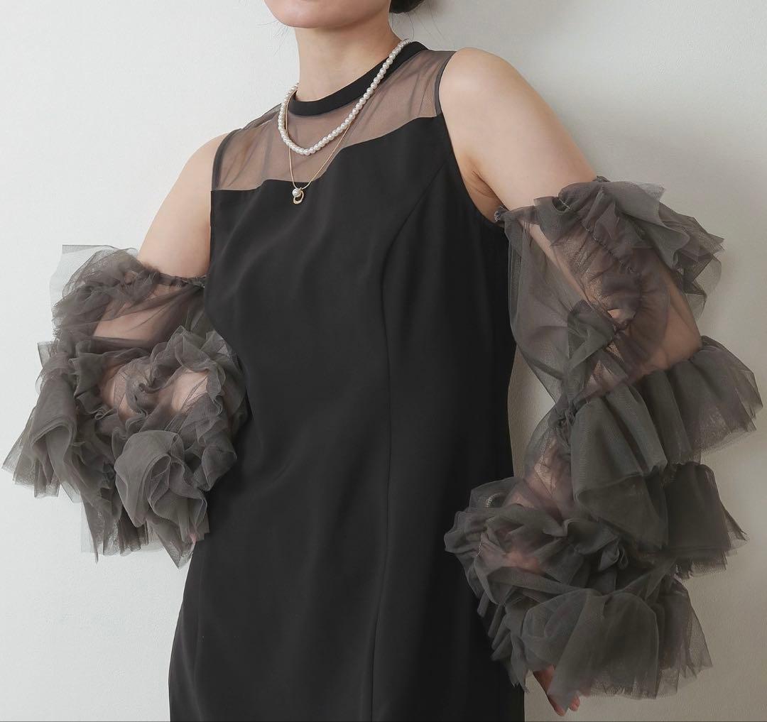 美品✨Kana カナ　チュールフリルスリーブ　Iライン 2way ドレス　M