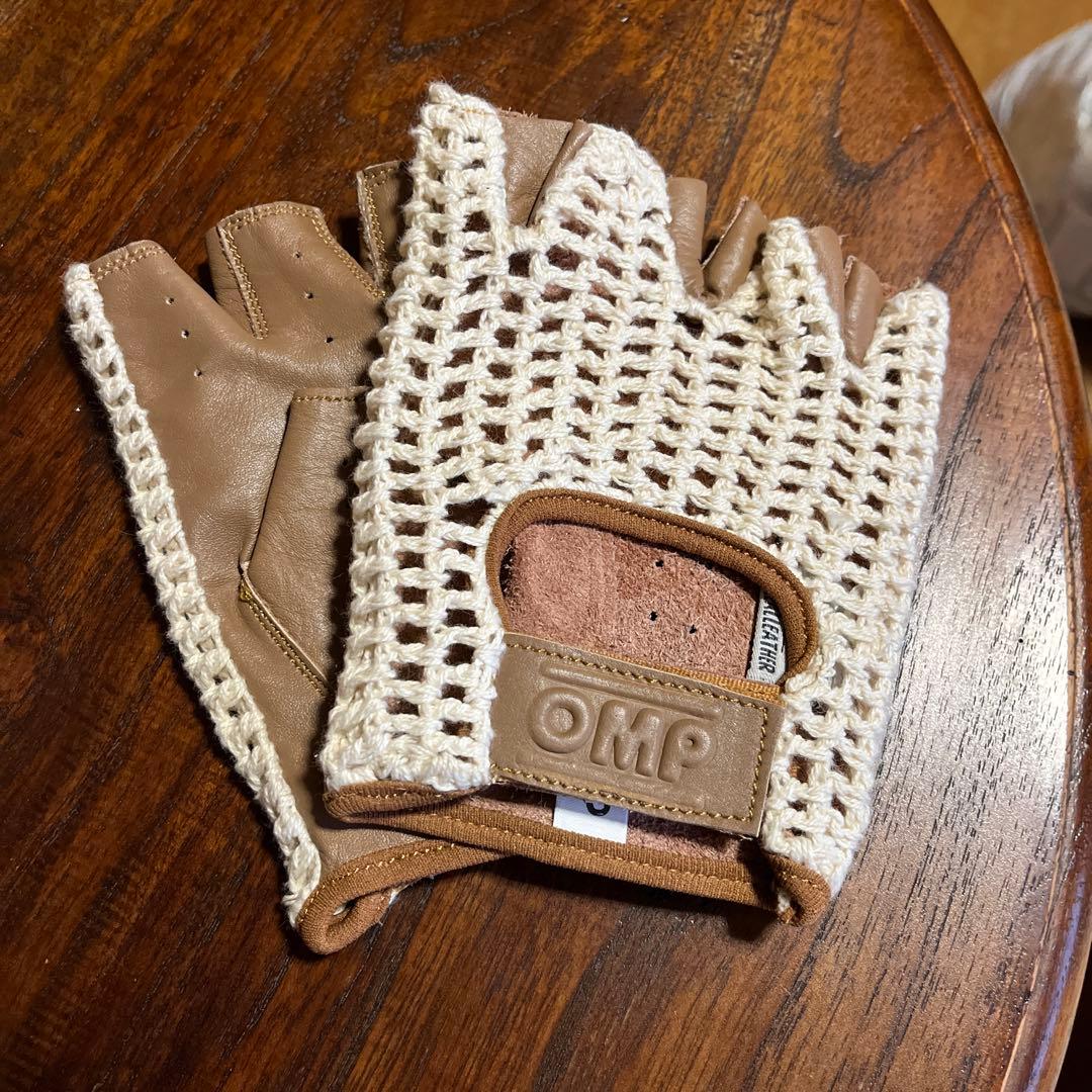 OMP ドライビンググローブ　指なし　ブラウン　Sサイズ