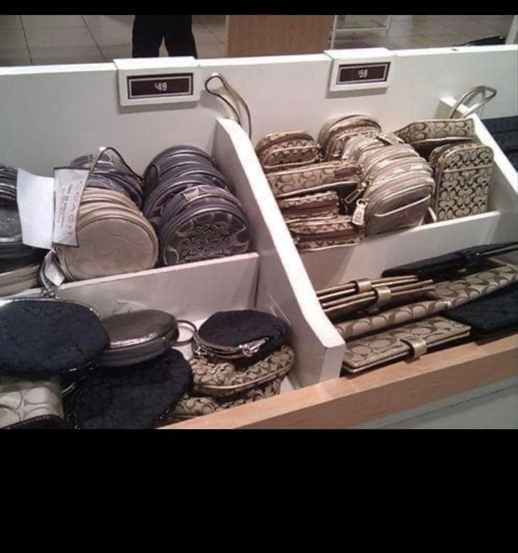 coachデニム&レザーミディアム二つ折り財布、デニムブルー