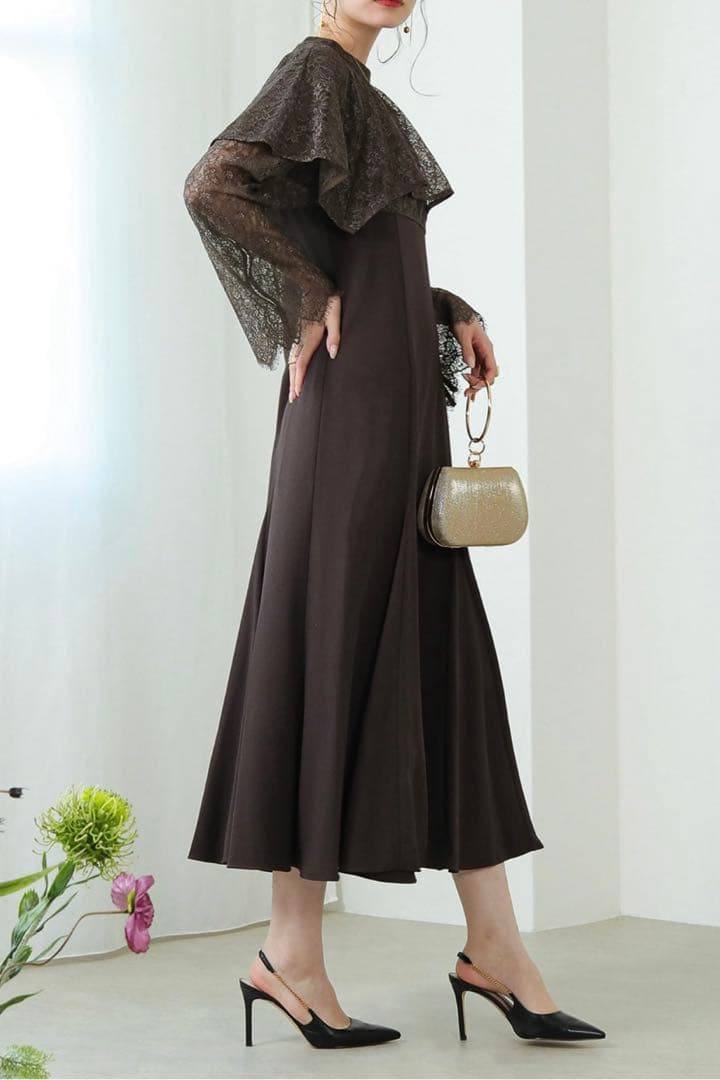 さ*た様 kana ドレス 参列ドレス お呼ばれドレス ボレロ付き ブラウン