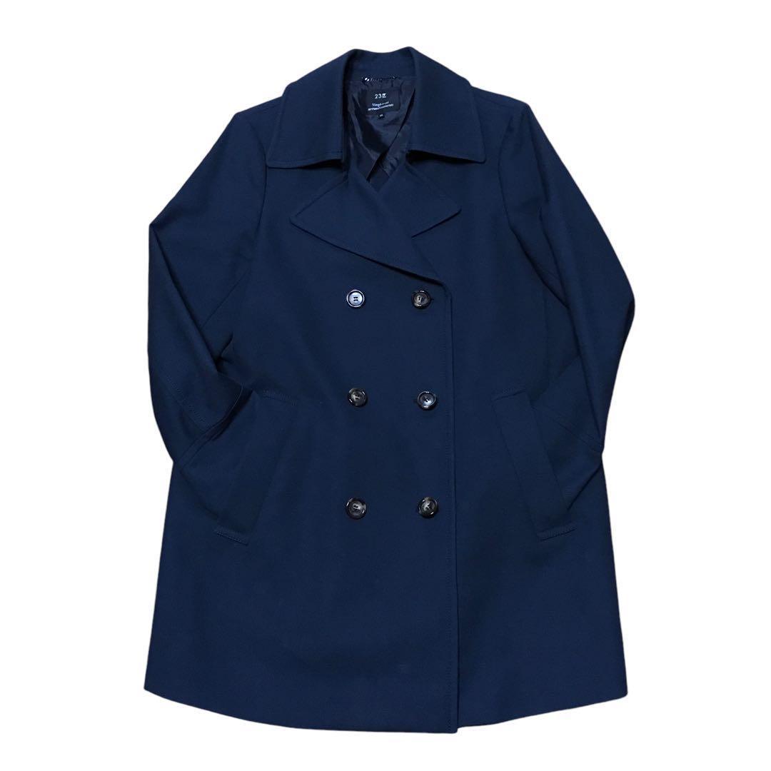 23区 MANTECO ネイビー レディース　コート　大きい　ミドル　背抜き★