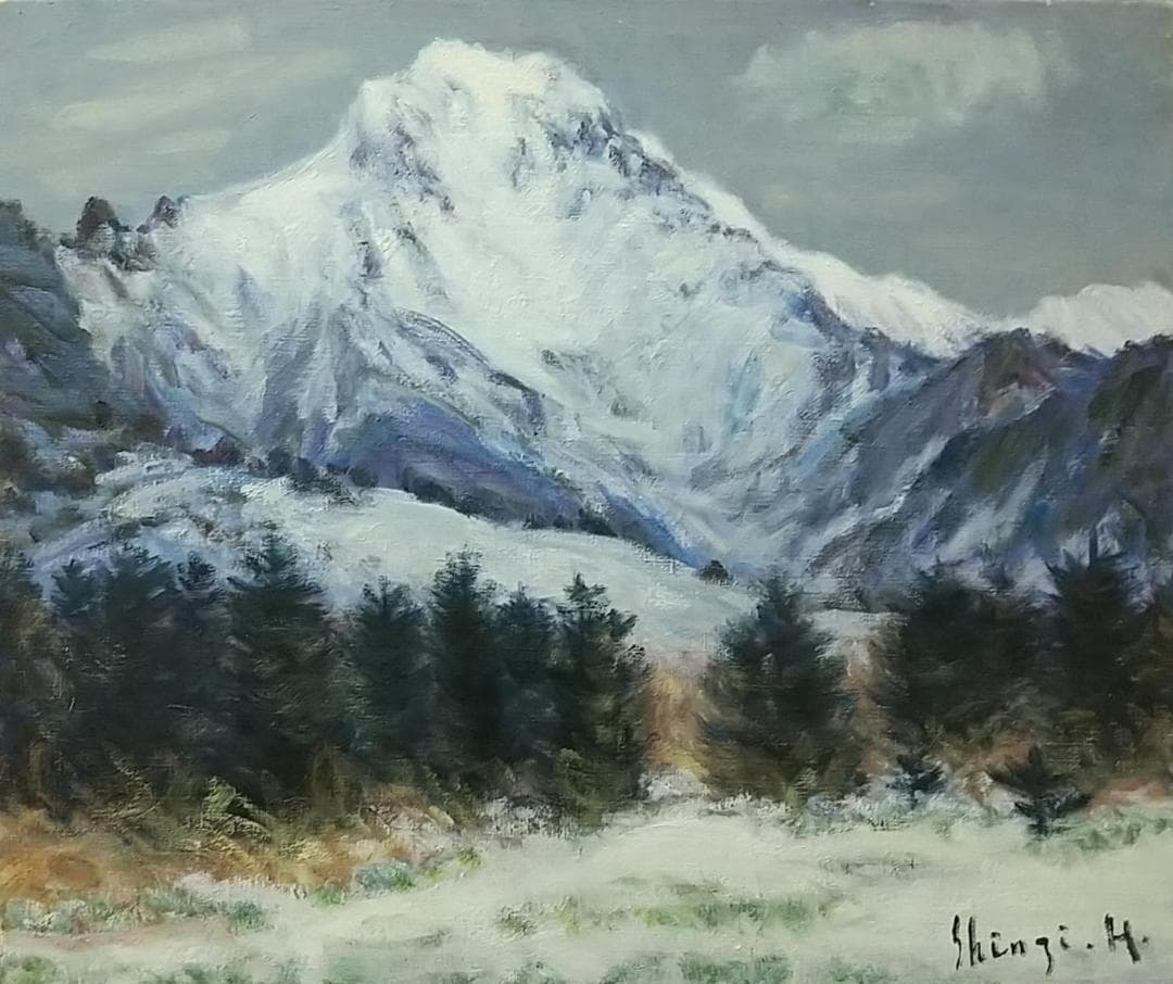 F8 油絵「冬赤岳」絵画