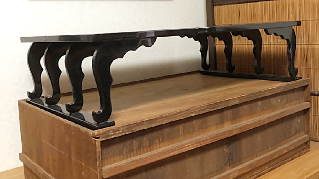 時代 漆芸 在銘 八足 平卓 香台 花台 共箱 特別価格